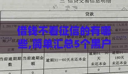 借钱不看征信的有哪些,简单汇总5个黑户手机分期口子
