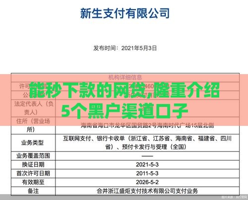 能秒下款的网贷,隆重介绍5个黑户渠道口子