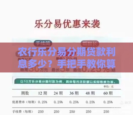 农行乐分易分期贷款利息多少？手把手教你算清这笔账