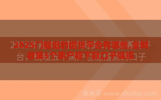 2025门槛低的借贷平台有哪些,全网收集5个黑户稳下款口子链接