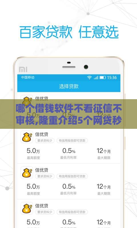 哪个借钱软件不看征信不审核,隆重介绍5个网贷秒批黑户口子