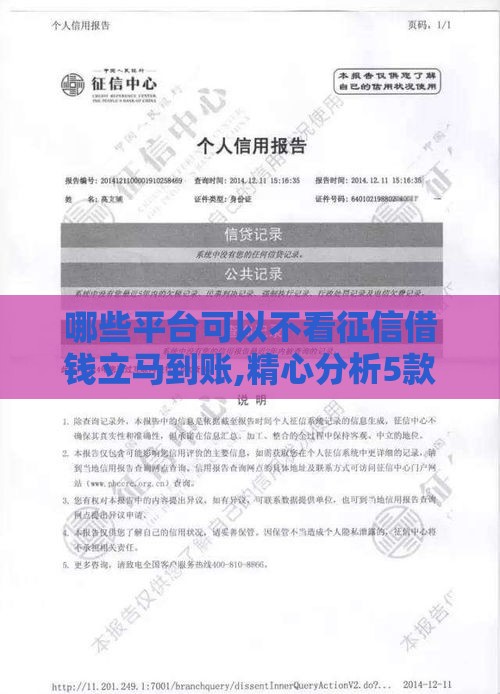 哪些平台可以不看征信借钱立马到账,精心分析5款黑户贷款五千的口子