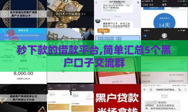秒下款的借款平台,简单汇总5个黑户口子交流群