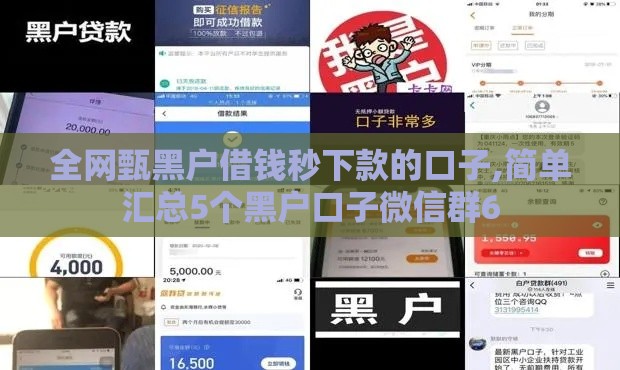 全网甄黑户借钱秒下款的口子,简单汇总5个黑户口子微信群6