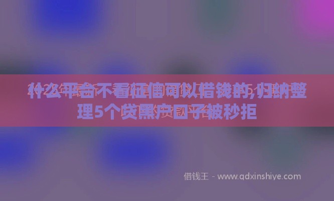 什么平台不看征信可以借钱的,归纳整理5个贷黑户口子被秒拒