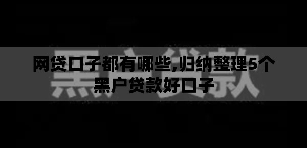 网贷口子都有哪些,归纳整理5个黑户贷款好口子