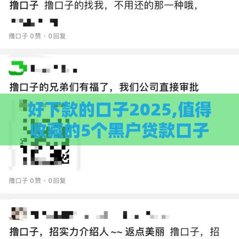 好下款的口子2025,值得收藏的5个黑户贷款口子秒下