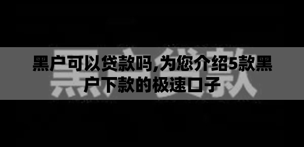 黑户可以贷款吗,为您介绍5款黑户下款的极速口子