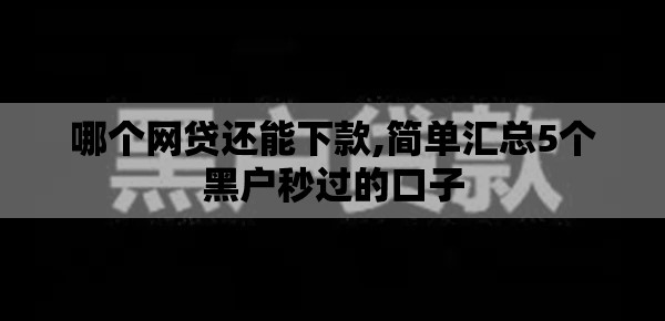 哪个网贷还能下款,简单汇总5个黑户秒过的口子