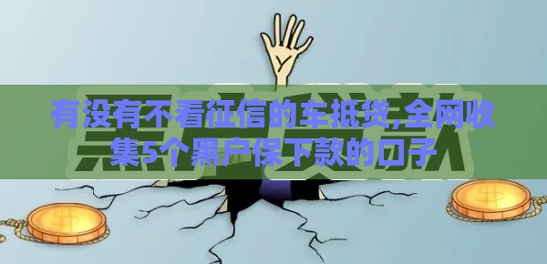 有没有不看征信的车抵贷,全网收集5个黑户保下款的口子