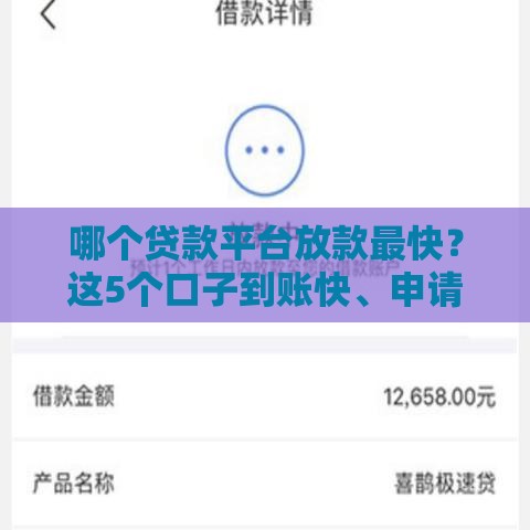 哪个贷款平台放款最快？这5个口子到账快、申请简单！