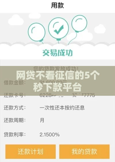 网贷不看征信的5个秒下款平台