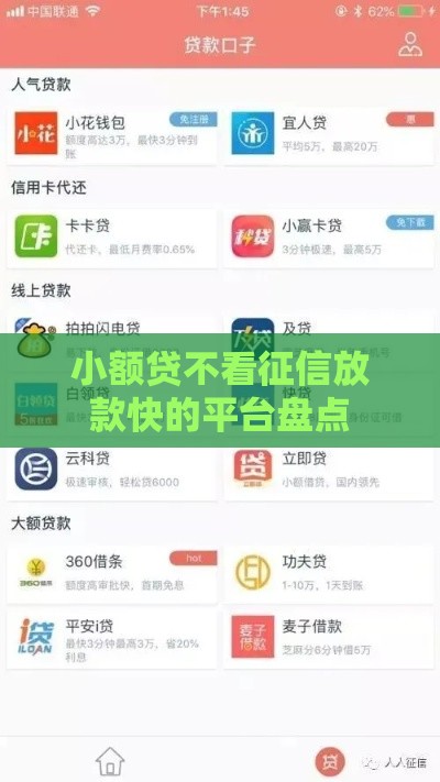 小额贷不看征信放款快的平台盘点