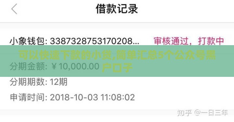 可以快速下款的小贷,简单汇总5个公众号黑户口子