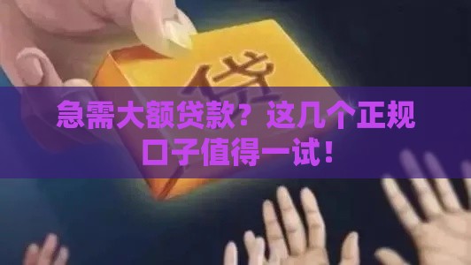 急需大额贷款？这几个正规口子值得一试！