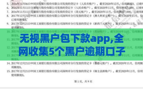 无视黑户包下款app,全网收集5个黑户逾期口子