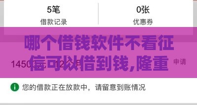哪个借钱软件不看征信可以借到钱,隆重介绍5个黑户贷款口子有工资
