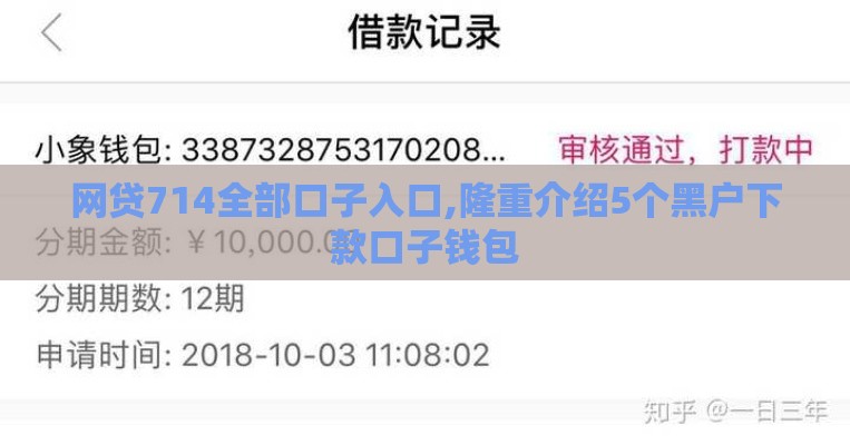网贷714全部口子入口,隆重介绍5个黑户下款口子钱包