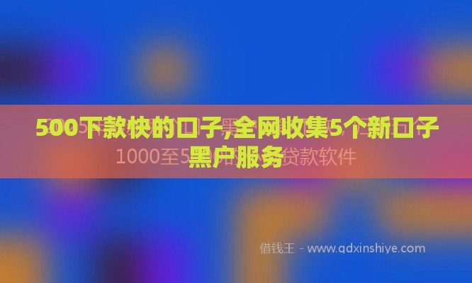500下款快的口子,全网收集5个新口子黑户服务