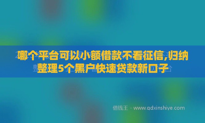 哪个平台可以小额借款不看征信,归纳整理5个黑户快速贷款新口子