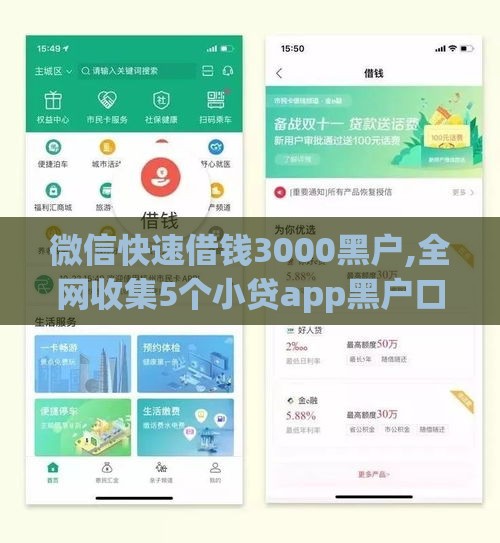 微信快速借钱3000黑户,全网收集5个小贷app黑户口子