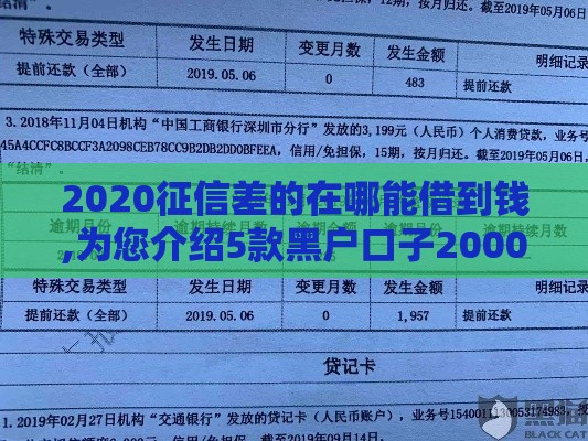 2020征信差的在哪能借到钱,为您介绍5款黑户口子20000