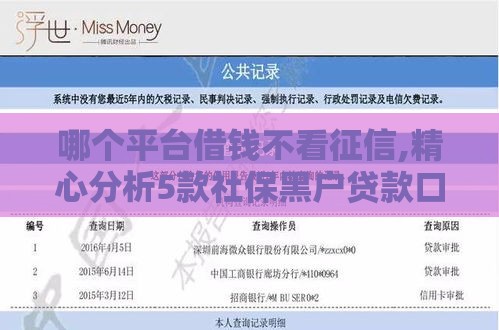 哪个平台借钱不看征信,精心分析5款社保黑户贷款口子