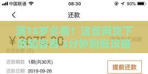 满18岁必看！这些网贷下款超容易 3分钟到账攻略