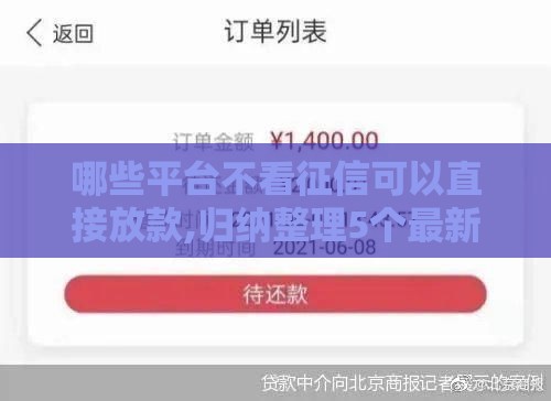 哪些平台不看征信可以直接放款,归纳整理5个最新黑户贷款的口子