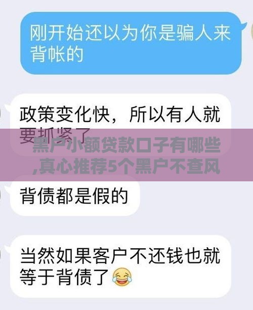 黑户小额贷款口子有哪些,真心推荐5个黑户不查风控的口子