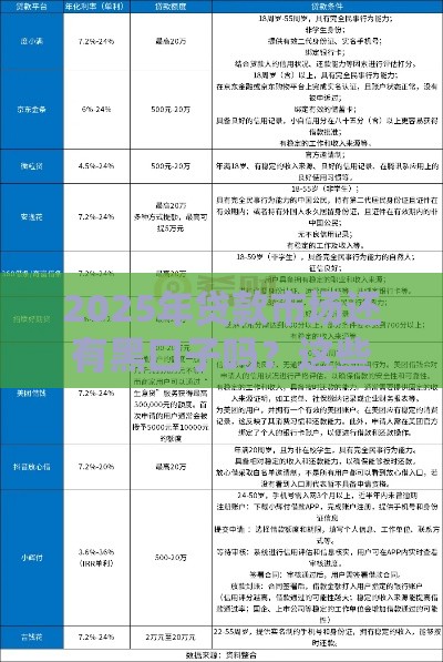 2025年贷款市场还有黑口子吗？这些变化你要知道！