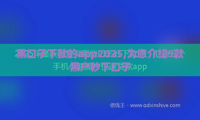 黑口子下款的app2025,为您介绍5款黑户秒下口子