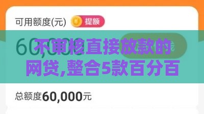 不审核直接放款的网贷,整合5款百分百黑户口子 不审核直接放款的网贷,整合5款百分百黑户口子