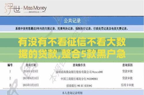 有没有不看征信不看大数据的贷款,整合5款黑户急需下款的口子