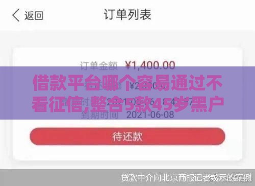 借款平台哪个容易通过不看征信,整合5款45岁黑户贷款口子