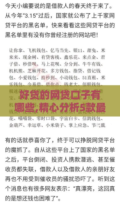 好贷的网贷口子有哪些,精心分析5款最新口子黑户贷款