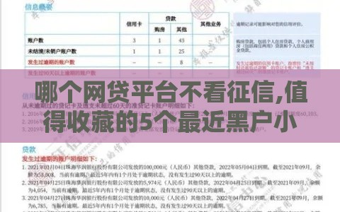 哪个网贷平台不看征信,值得收藏的5个最近黑户小额口子
