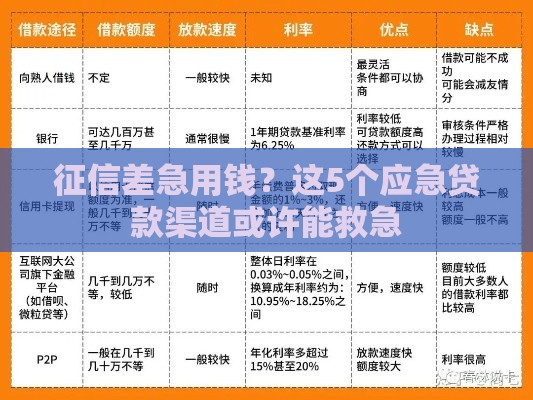 征信差急用钱？这5个应急贷款渠道或许能救急
