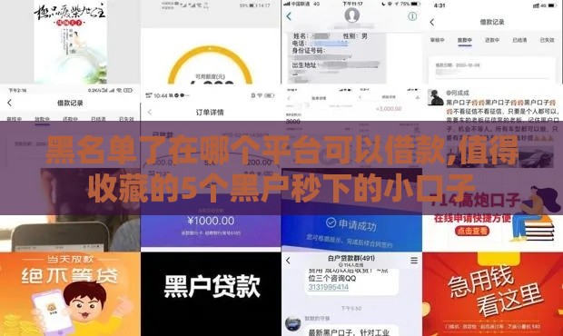黑名单了在哪个平台可以借款,值得收藏的5个黑户秒下的小口子