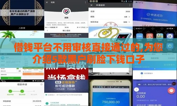 借钱平台不用审核直接通过的,为您介绍5款黑户刷脸下钱口子