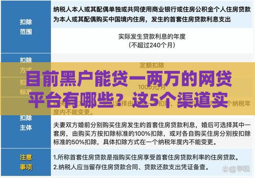 目前黑户能贷一两万的网贷平台有哪些？这5个渠道实测有效