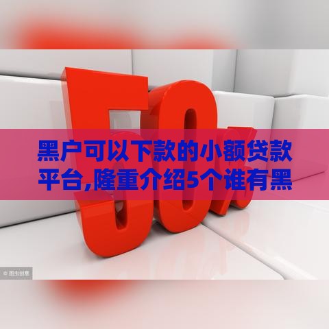 黑户可以下款的小额贷款平台,隆重介绍5个谁有黑户下款新口子