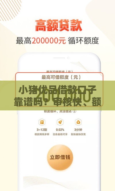 小猪优品借款口子靠谱吗？审核快、额度灵活的小贷产品解析！