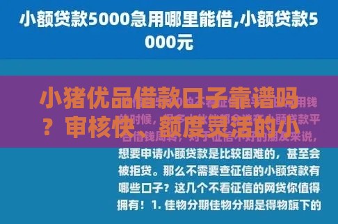 小猪优品借款口子靠谱吗？审核快、额度灵活的小贷产品解析！