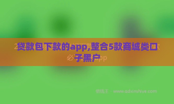 贷款包下款的app,整合5款商城类口子黑户