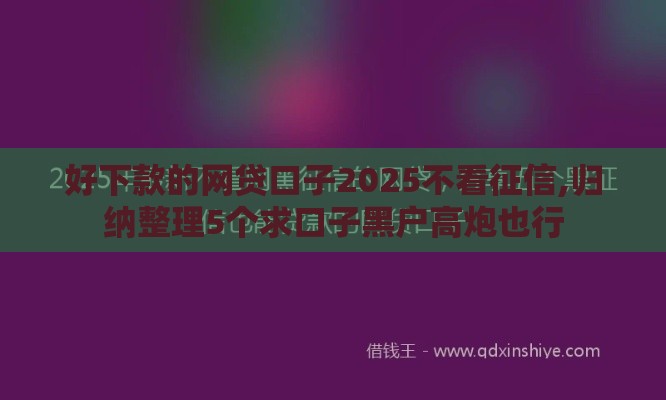 好下款的网贷口子2025不看征信,归纳整理5个求口子黑户高炮也行