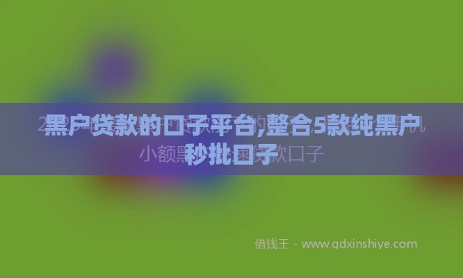 黑户贷款的口子平台,整合5款纯黑户秒批口子