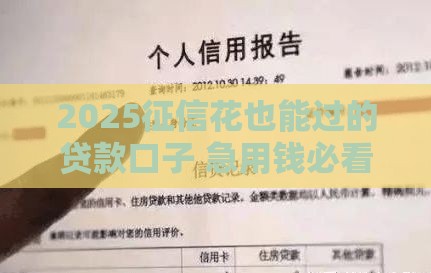 2025征信花也能过的贷款口子 急用钱必看申请技巧