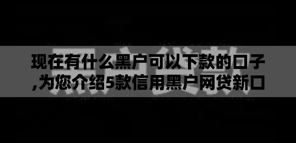 现在有什么黑户可以下款的口子,为您介绍5款信用黑户网贷新口子