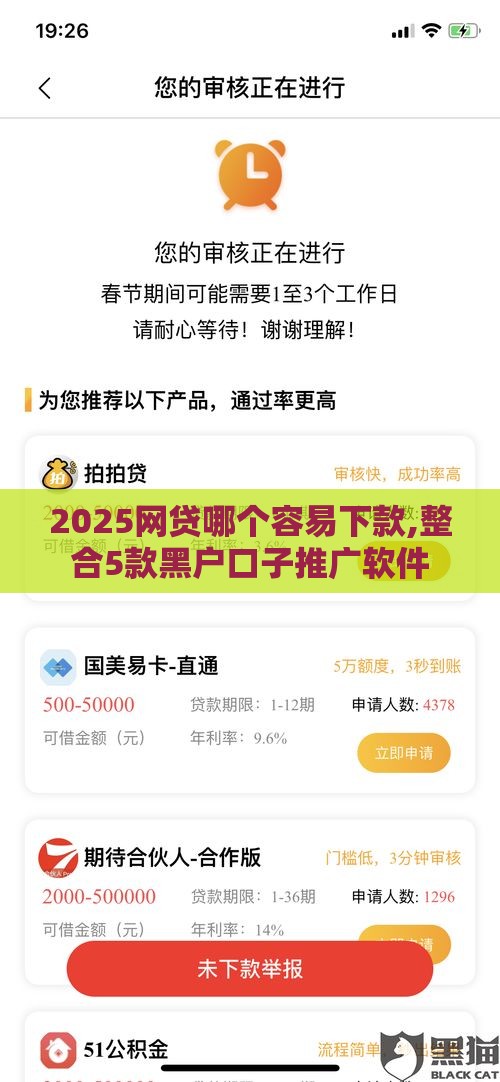 2025网贷哪个容易下款,整合5款黑户口子推广软件